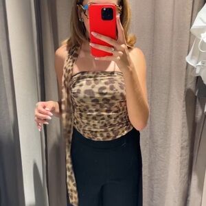 Zara Brown and Tan Patterned Top